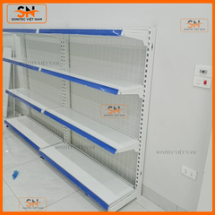 Kệ siêu thị đơn lưng lưới nhiều kích thước – Giải pháp trưng bày linh hoạt, bền bỉ - KSTĐ