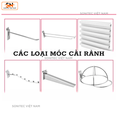 Móc Treo Cài Rãnh Slatwall – Móc Treo Phụ Kiện, Treo Đồ Shop – Đa Kích Thước, Chống Gỉ, Dễ Lắp Đặt