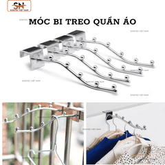 Móc Bi Treo Quần Áo Gắn Thanh Ngang / Đế Bắt Vít