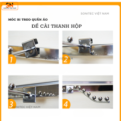 Móc Bi Treo Quần Áo – Đế Cài Thanh Hộp | Phụ Kiện Trưng Bày Shop, Siêu Thị