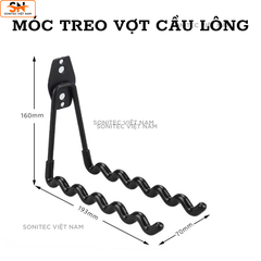 Móc Treo Vợt Cầu Lông Gắn Tường – Gắn Kệ | Treo 3–5 Vợt Gọn Gàng