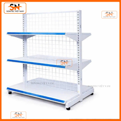 Kệ siêu thị đôi 3 tầng lưng lưới