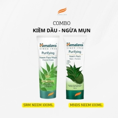Combo kiềm dầu ngừa mụn lá neem (sữa rửa mặt neem 100ml + mặt nạ đất sét neem 100ml)