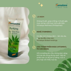 Sữa rửa mặt dịu nhẹ giúp giảm mụn chiết xuất từ lá neem Himalaya Purifying Neem Face Wash 100ml