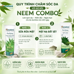 Combo kiềm dầu ngừa mụn lá neem (sữa rửa mặt neem 100ml + mặt nạ đất sét neem 100ml)