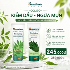Combo kiềm dầu ngừa mụn lá neem (sữa rửa mặt neem 100ml + mặt nạ đất sét neem 100ml)