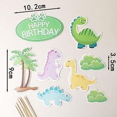 Set 8 que cắm HPBD khủng long + cây dừa