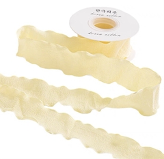 Trang trí cuộn ruy băng nhăn màu vàng sz 4cm*10m