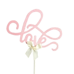 Que chữ Love hồng nơ trắng