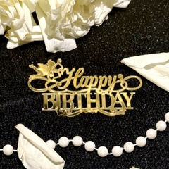 Topper mica HPBD mẫu mới vàng + thiên sứ 35