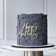 Topper mica HPBD mẫu mới vàng uốn 38