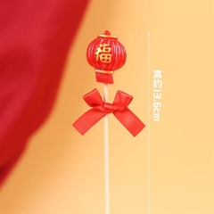 Que cắm đèn lồng tết đỏ nhỏ + nơ