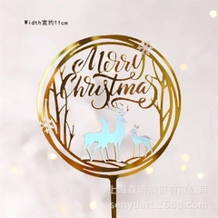 Que mica GS Merry Xmas vòng tròn vàng + tuần lộc trắng