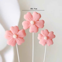 Set trang trí gốm mềm 3 bông hoa màu hồng