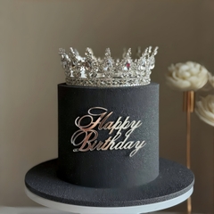 Topper mica HPBD mẫu mới bạc nhỏ 30