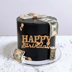 Topper mica HPBD mẫu mới vàng chữ HAPPY in chấm bi 31