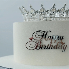 Topper mica HPBD mẫu mới bạc 2 tim 32