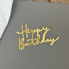 Topper mica HPBD mẫu mới vàng chữ nhỏ 34