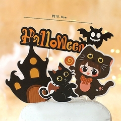 Set 5 que cắm Halloween bé gái mặc quần áo mèo đen