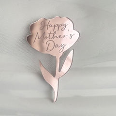 Topper Happy Mother's Day hình bông hoa màu hồng