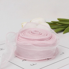 Ruy băng nơ voan hồng phấn khổ 4cm*10m
