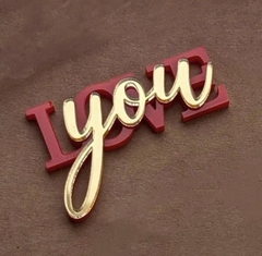 Topper mica I love chữ đỏ you chữ vàng