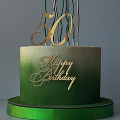 Topper mica mẫu mới HPBD vàng uốn bồng 42