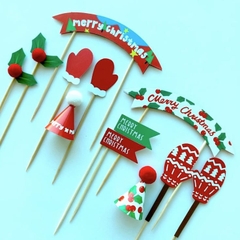 Set 10 que cắm GS Merry Chrismast + 2 bao tay đỏ + lá nguyệt quế