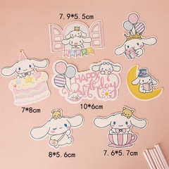 10 set 7 que cắm HPBD chó tai dài + bánh sinh nhật + trăng
