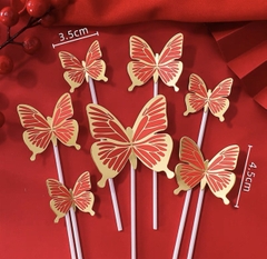 Set 7 que cắm tết hình con bướm đỏ viền vàng