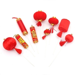 Que cắm đèn lồng tết đỏ nhỏ + nơ