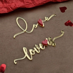 Set 2 topper mica love + love is + trái tim đỏ