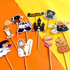 Set que cắm Halloween lâu đài + gương + bí ngô + mèo