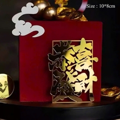Topper mica tết chữ thư pháp vàng (Cung Hỷ Phát Tài)