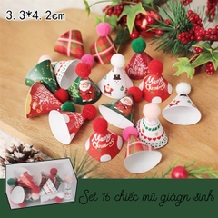Set GS 15 mũ giáng sinh kẻ caro mix