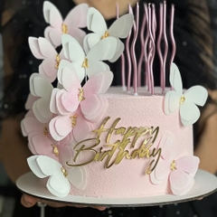 Topper mica mẫu mới chữ HPBD vàng mẫu 48