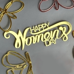 Topper mica Happy Women's Day chữ uốn nhỏ (ko que)