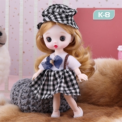 Trang trí búp bê có khớp cao cấp váy kẻ đen trắng