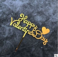 Topper mica Happy Valentine's Day vàng