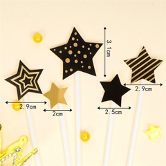Set 5 que cắm ngôi sao đen + vàng (QCG)