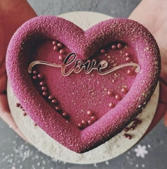 Topper mica love nhỏ vàng kéo dài 2 bên
