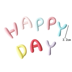 Set trang trí silicon chữ Happy Day sắc màu nhạt