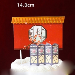 Set 2 que cắm tết bờ tường có hoa đào + bình phong