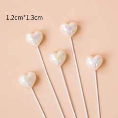 Set que cắm sắt hình trái tim trắng ngọc trai