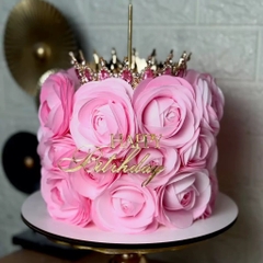 Topper mica mẫu mới chữ HPBD vàng mẫu 64 (Chữ HAPPY in hoa)