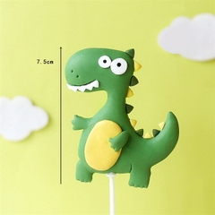 Trang trí gốm mềm khủng long xanh mắt to bụng vàng