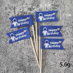 Set 5 que cắm HPBD cờ neo xanh + phi hành gia