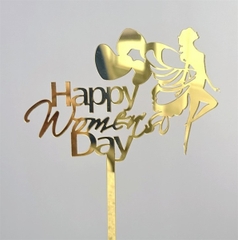 Topper mica Happy Women's Day + cô gái vàng cánh bướm