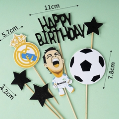 Set que cắm HPBD bóng đá + ngôi sao đen + Ronaldo áo trắng