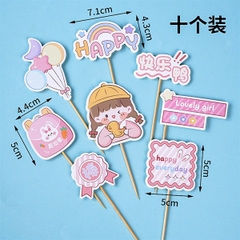 10 Set que cắm bé gái đội mũ + cầm vịt vàng + lovely girl (CD)